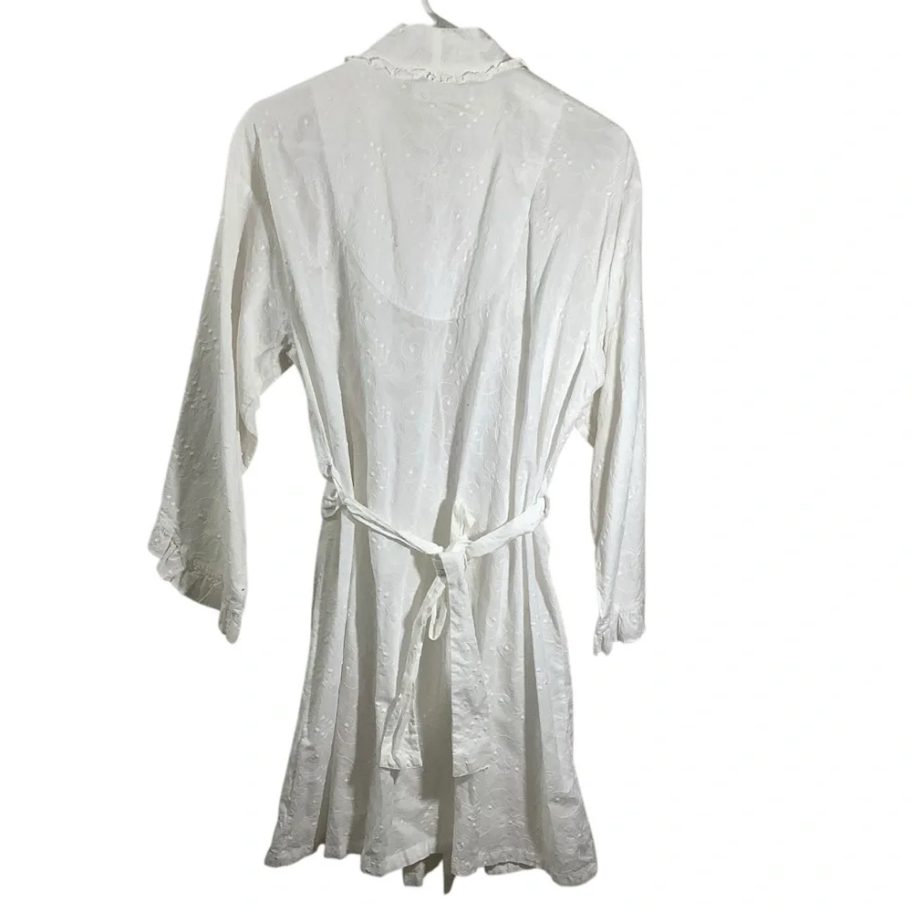 Eileen West Women’s White Embroidered Robe Vintage Y2K - Picture 6 of 10